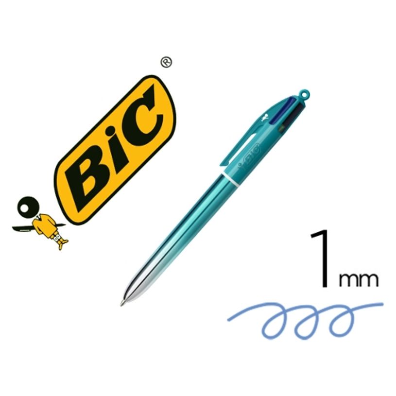3086123759275-BIC 4 colores Bolígrafos retráctiles lisos con punta media (1 mm) y cuerpo degradado Turquesa - Colores --4