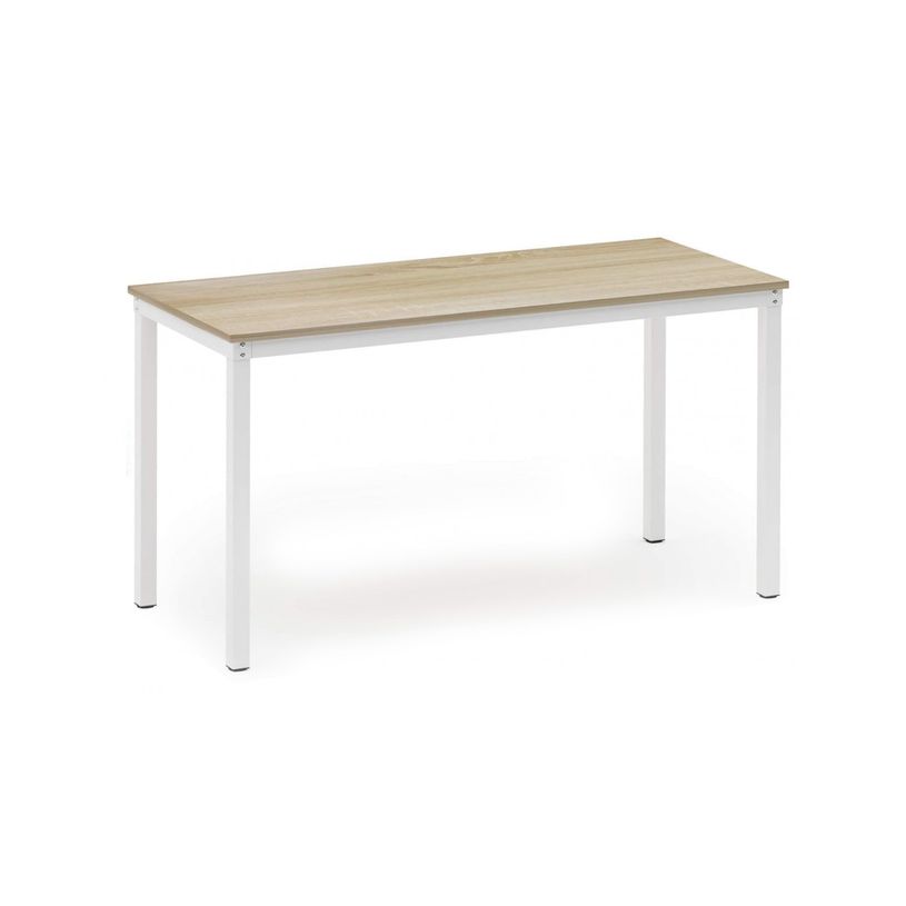 3760170881805-Bureau Ergo - L120 cm - plateau finition chêne clair - pied acier blanc-P_405239372_1-0