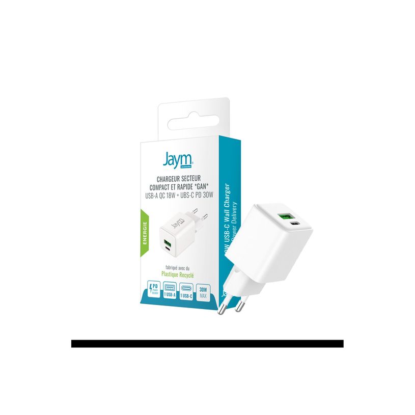 3701263527118-JAYM - Adaptateur secteur - compact, fast, GaN, GRS certified - 30 Watt - 3 A - PD/PPS, Quick Charge - 2 connecteurs de sortie (24 pin USB-C-P_405239841_2-2