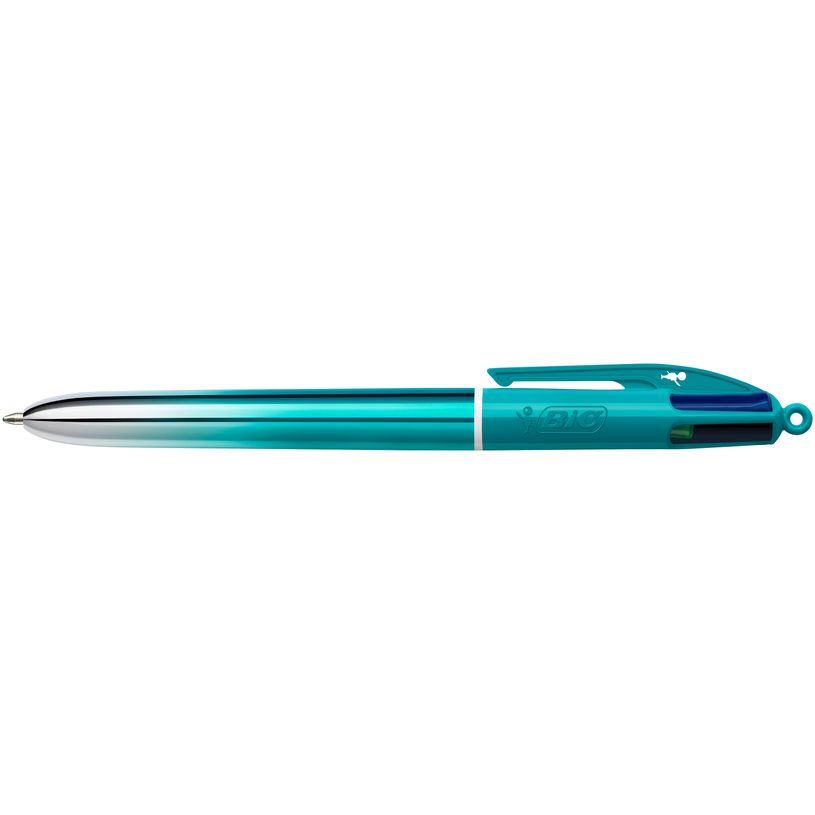 3086123759275-BIC 4 Couleurs Smooth Stylos-Bille Rétractables à Pointe Moyenne (1 mm) avec Corps bleu-vert dégradé -P_405239856_1-0
