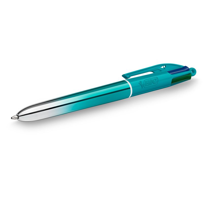 3086123759275-BIC 4 Couleurs Smooth Stylos-Bille Rétractables à Pointe Moyenne (1 mm) avec Corps bleu-vert dégradé -P_405239856_2-1