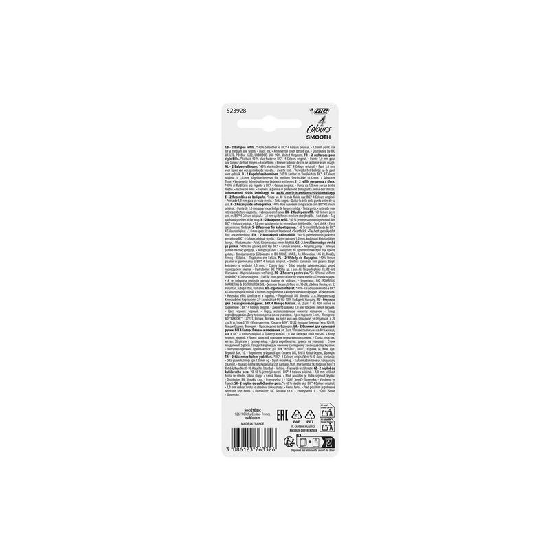 3086123763326-BIC 4 Couleurs Smooth - Recharge - noir - 1 mm - moyen (pack de 2)-P_405239859_3-2