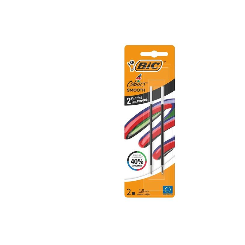 3086123763326-BIC 4 Couleurs Smooth - Recharge - noir - 1 mm - moyen (pack de 2)-P_405239859_4-3