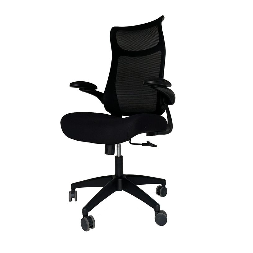 3760185028967-Fauteuil de bureau AERO - accoudoirs réglables - appui-tête intégré - noir--1