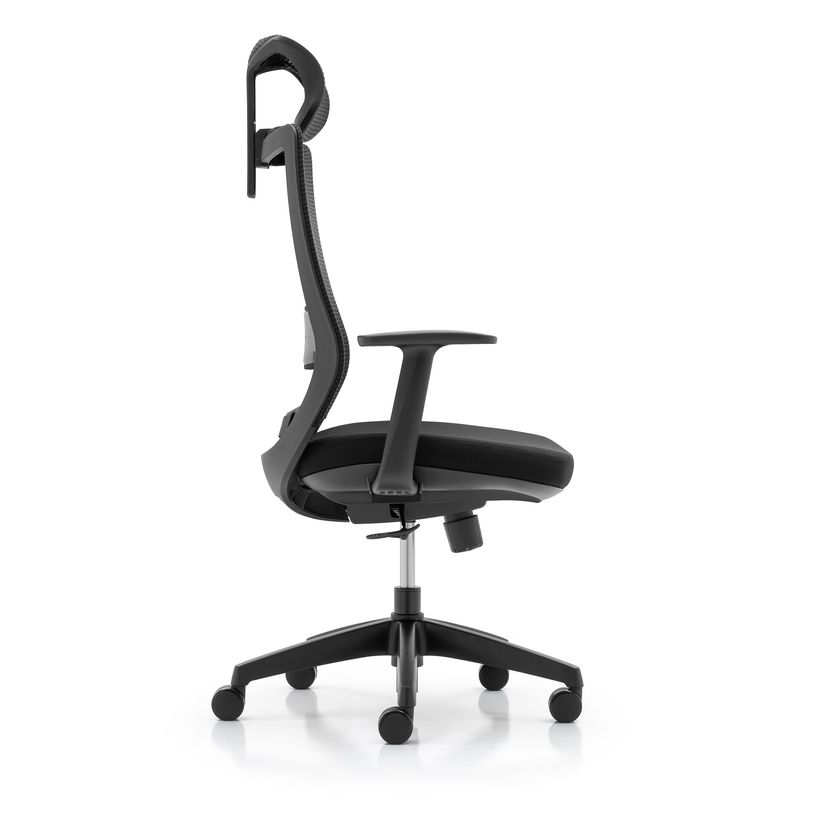 3760388581306-Fauteuil de bureau CASSIOPEA - accoudoirs - appuie-tête - noir--3