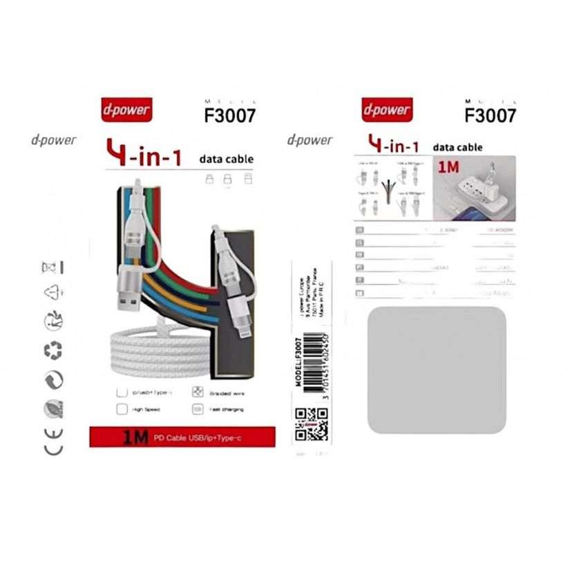3701451602450-D-Power - Câble 4-en-1 - F3007 - 1 mètre - blanc--0