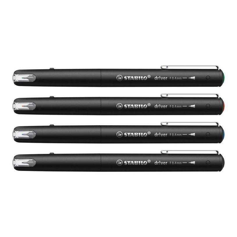 4006381614986-STABILO dr!ver - Feutre fin - noir, bleu, rouge, vert - encre à l'eau - 0.4 mm - fin (pac-P_405240024_1-0