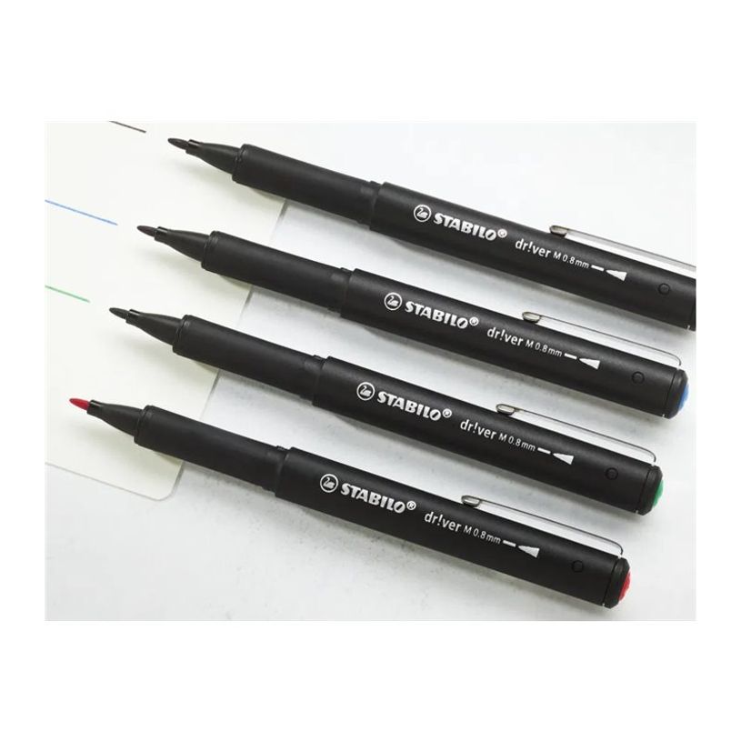 4006381615006-STABILO dr!ver - Rotulador de punta de fibra - negro, azul, rojo, verde - tinta al agua - -P_405240029_6-5