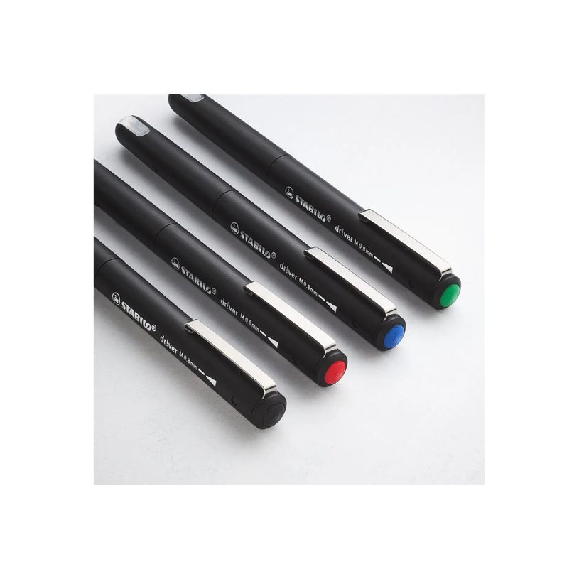 4006381615006-STABILO dr!ver - Rotulador de punta de fibra - negro, azul, rojo, verde - tinta al agua - -P_405240029_7-0