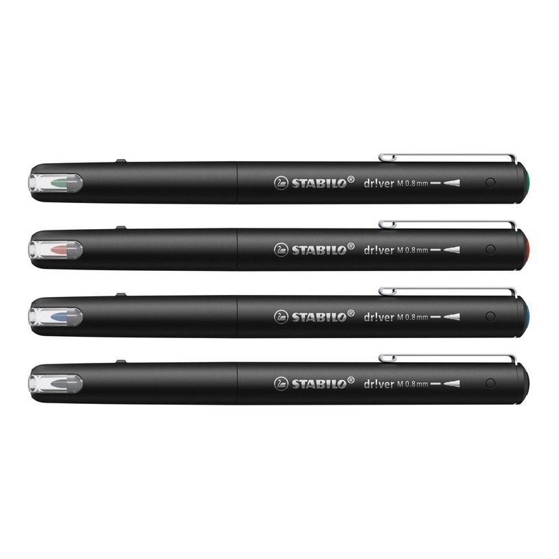 4006381615006-STABILO dr!ver - Rotulador de punta de fibra - negro, azul, rojo, verde - tinta al agua - -P_405240029_8-1