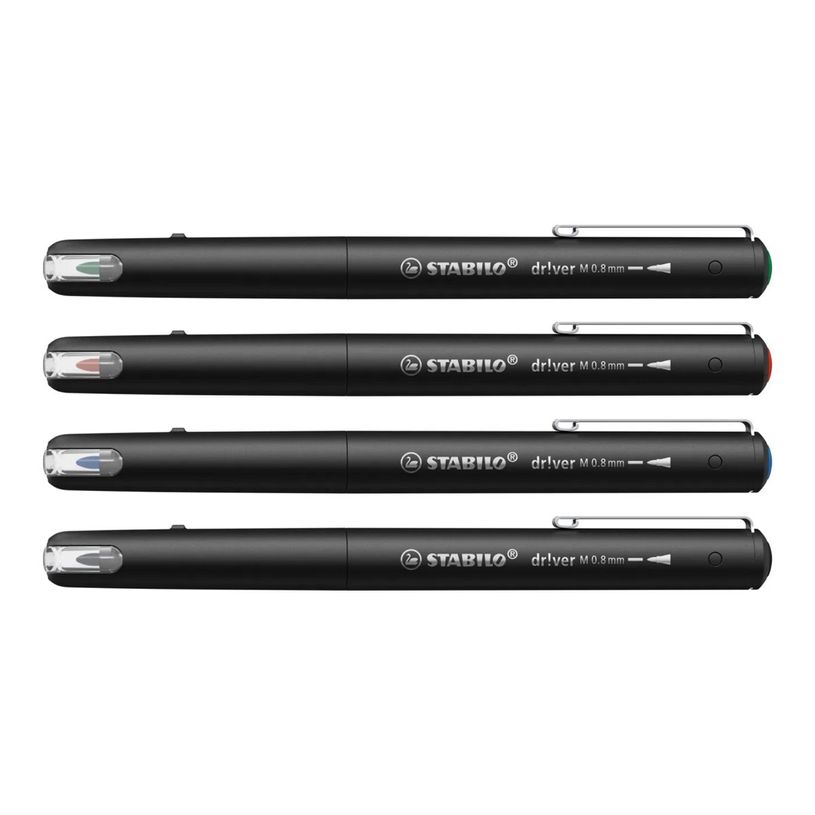 4006381615006-STABILO dr!ver - Rotulador de punta de fibra - negro, azul, rojo, verde - tinta al agua - -P_405240029_9-2