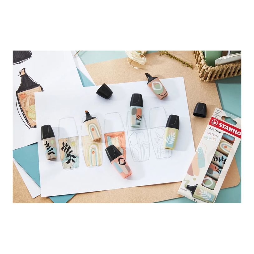 4006381615792-STABILO BOSS MINI Naturevibes - Surligneur - vert boueux, vert terre, Sienne, beige, gris chaud - encre-P_405240033_5-2