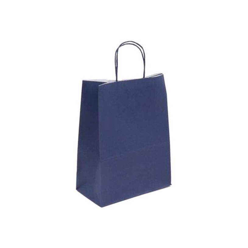 3135250901009-50 Sacs cadeau kraft - poignées torsadées - 23 cm x 12 cm x 30 cm - bleu marine-P_405240046_1-0