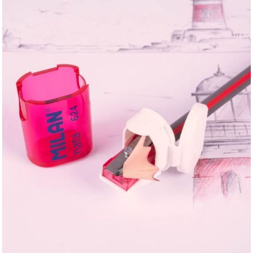 8411574110668-MILAN nata 624 - Sacapuntas - 4,2 x 3 x 2,3 cm - rosa, blanco--3