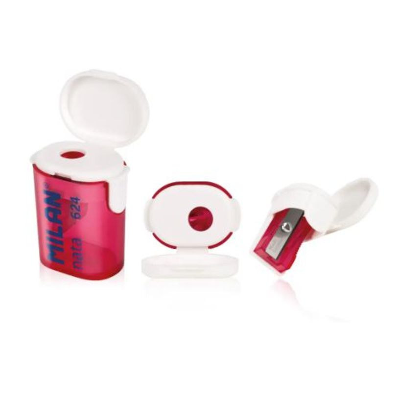 8411574110668-MILAN nata 624 - Sacapuntas - 4,2 x 3 x 2,3 cm - rosa, blanco--4