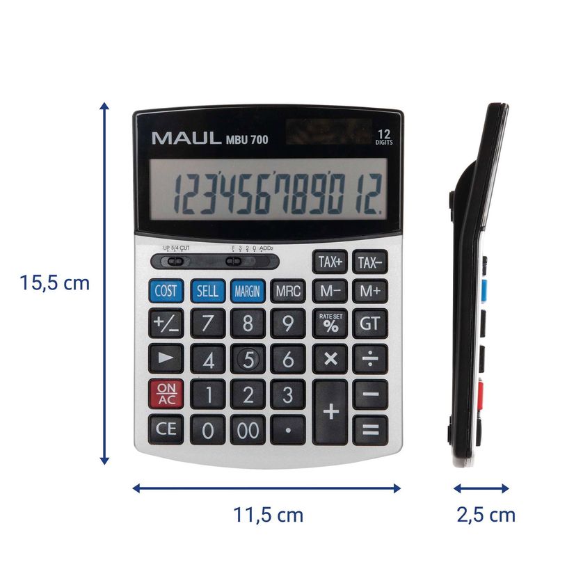 4002390095037-MAUL MBU 700 - Calculatrice solaire - 12 chiffres - noir--3