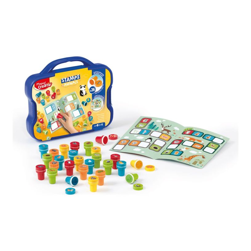 3154149070909-Maped Creativ - Ensemble de timbre d'artisanat - 26 pièces - animaux - rouge, orange, jau-P_405241110_5-3