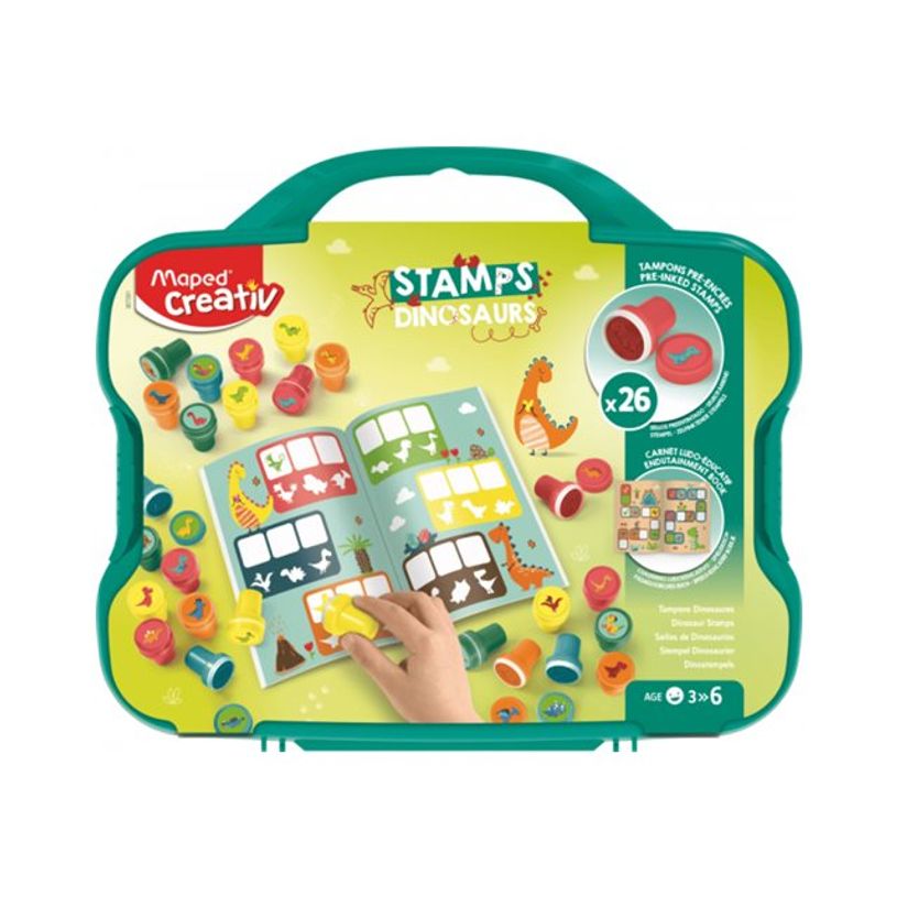 3154149070916-Maped Creativ - Ensemble de timbre d'artisanat - 26 pièces - dinosaures - rouge, orange, -P_405241111_1-0