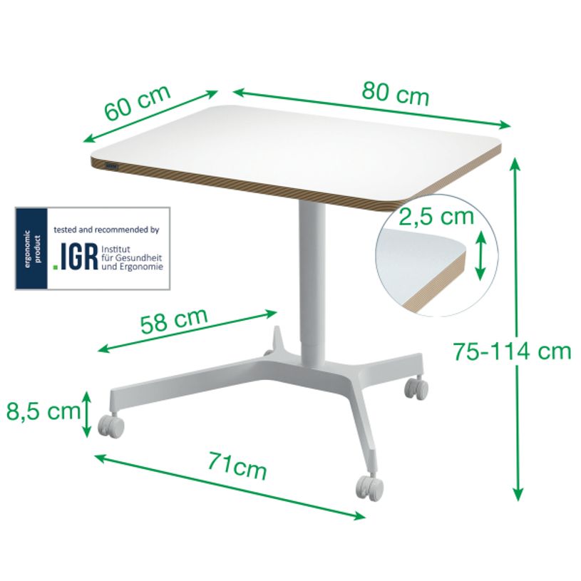 4002432138395-Bureau ERGO - Bureau assis-debout compact - réglable manuel 75-114cm - Blanc--2