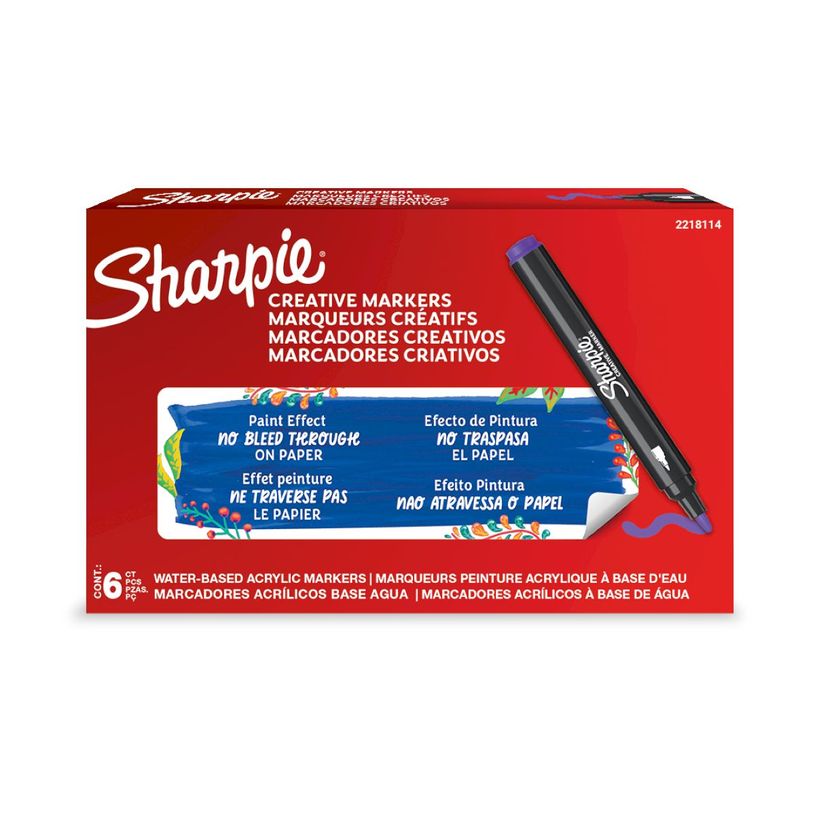 3026982055507-SHARPIE CREATIVE MARKERS feutres acrylique - Pointe ogive - Lilas - Lot de 6--0