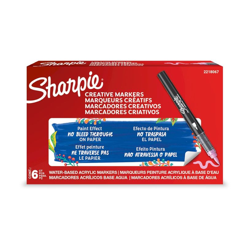 3026982055651-SHARPIE CREATIVE MARKERS feutres acrylique - Pointe pinceau - Rose - Lot de 6--0