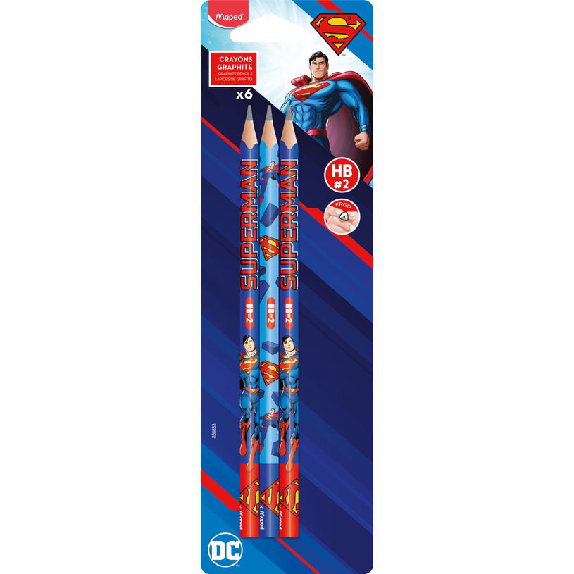 3154148508335-Maped - Superman - Blister de 6 crayons graphite HB-P_405242130_1-0