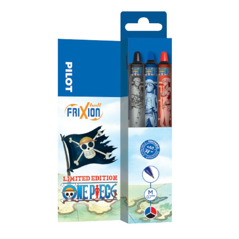 3131910449546-Frixion Ball Plus ONE PIECE - Roller encre gel - pointe moyenne - noir bleu  rouge - Begre-P_405242533_1-0