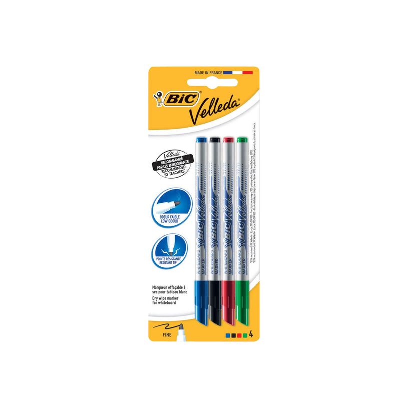 3086120027247-BIC VELLEDA 1721 - Pack de 4 marqueurs effaçables - pointe fine - couleurs assorties-P_405242542_1-0