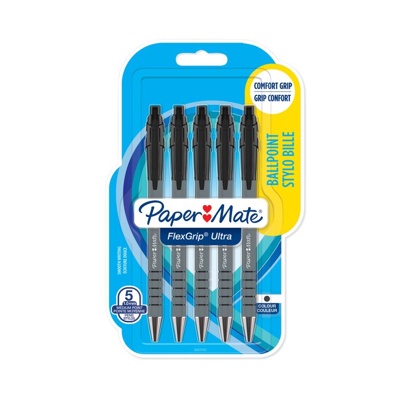 3026980277512-PAPER MATE® FLEXGRIP ULTRA™ 5 stylos bille rétractables - Noir - Pointe Moyenne-P_405242543_1-0