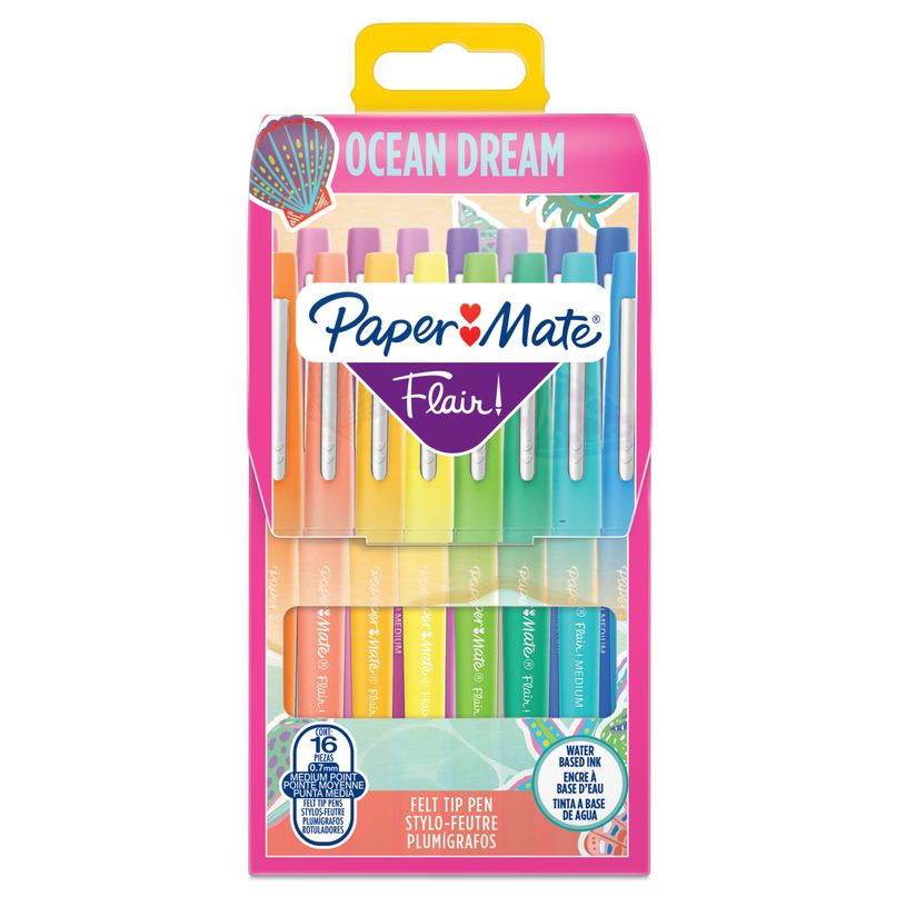 3026982177209-PAPER MATE® FLAIR™ Ocean Dream Feutres d'écriture - Pochette de 16 couleurs -Pointe Mo-P_405242546_1-0