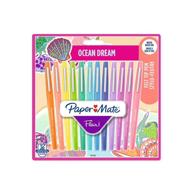 3026982177728-PAPER MATE® FLAIR™ Ocean Dream Feutres d'écriture - Blister de 12 couleurs - Pointe Mo-P_405242547_1-0