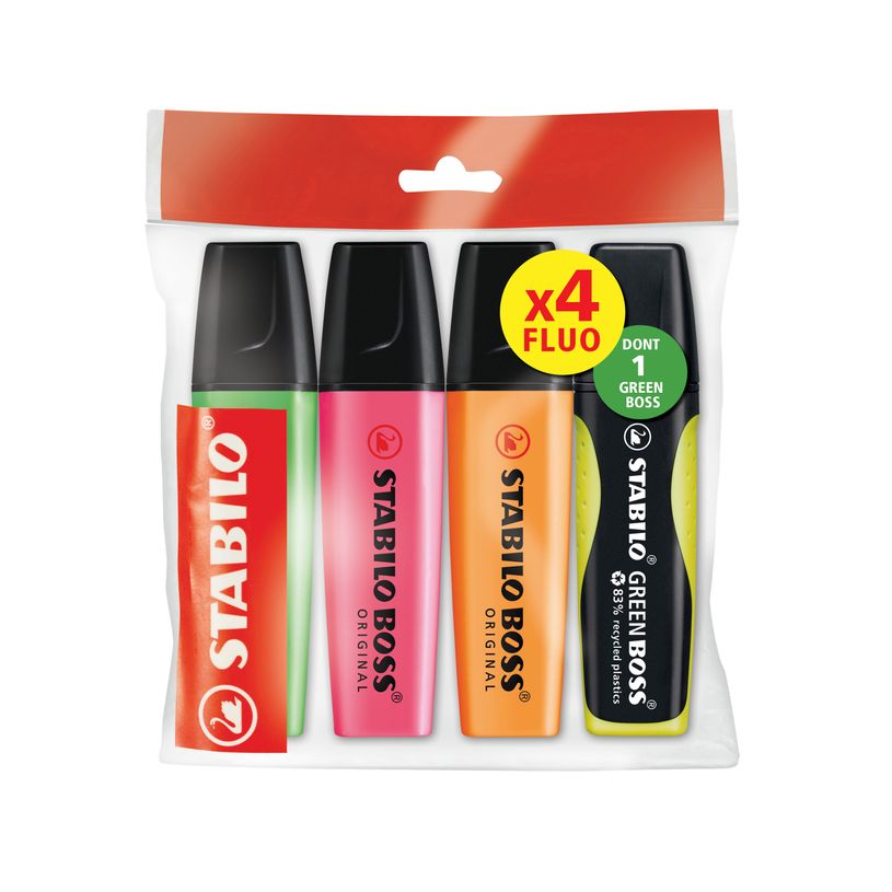 4006381609326-3 Surligneur fluos STABILO BOSS ORIGINAL + 1 STABILO GREEN BOSS jaune-P_405242666_1-0