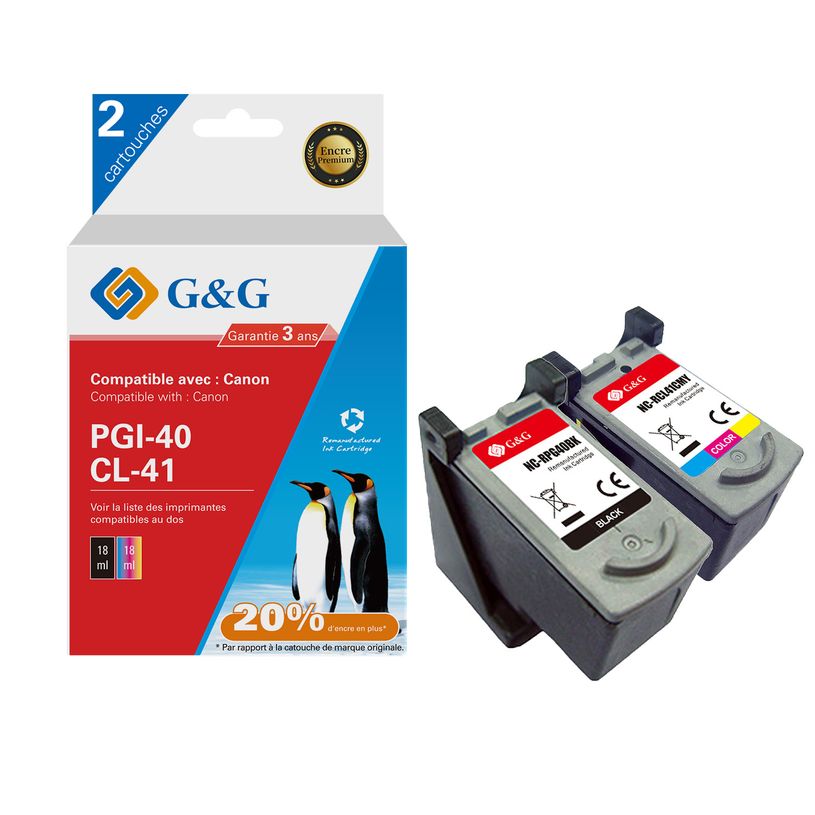 6937173407777-Cartouche compatible Canon PG-40/CL-41 - Pack de 2 - noir, cyan, magenta, jaune - G&G-P_405242934_1-0