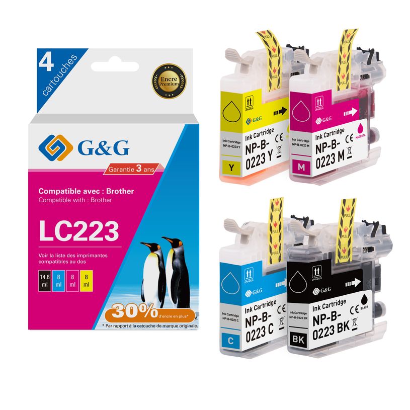 6941881289471-Cartouche compatible Brother LC223 - Pack de 4 - noir, cyan, magenta, jaune - G&G-P_405242938_1-0