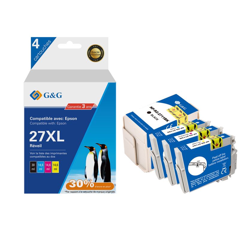 6937173407326-Cartouche compatible Epson 27XL Reveil - Pack de 4 - noir, cyan, magenta, jaune - G&G-P_405242951_1-0