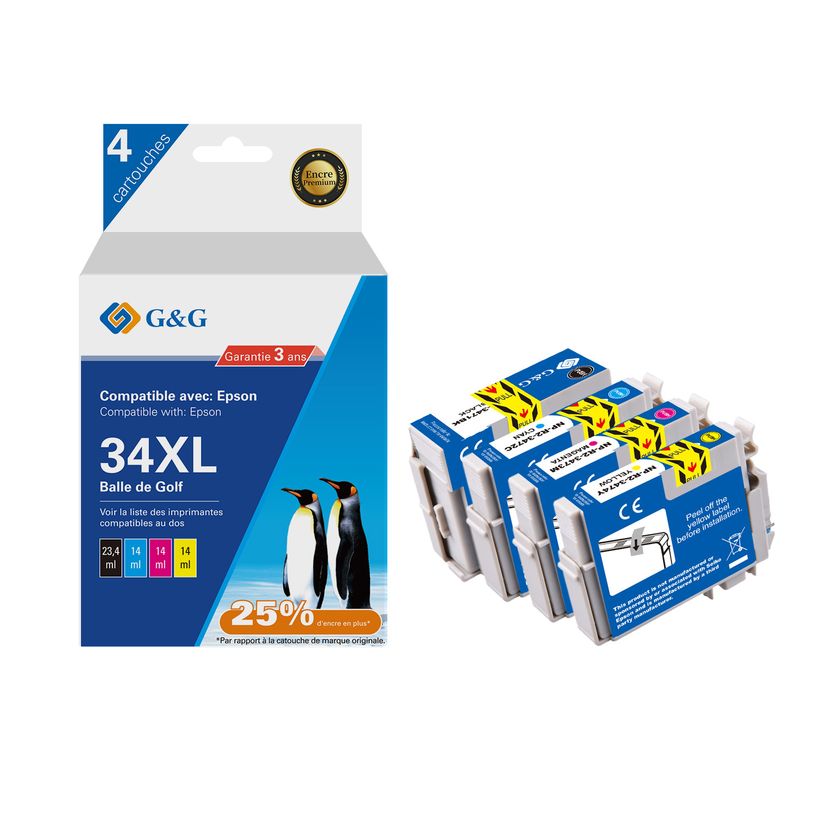 6937173407333-Cartouche compatible Epson 34XL Balle de golf - Pack de 4 - noir, cyan, magenta, jaune - G-P_405242953_1-0