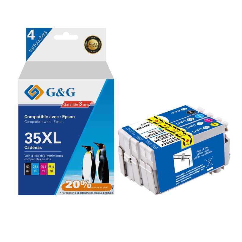 6937173407340-Cartouche compatible Epson 35XL Cadenas - Pack de 4 - noir, cyan, magenta, jaune - G&G-P_405242954_1-0