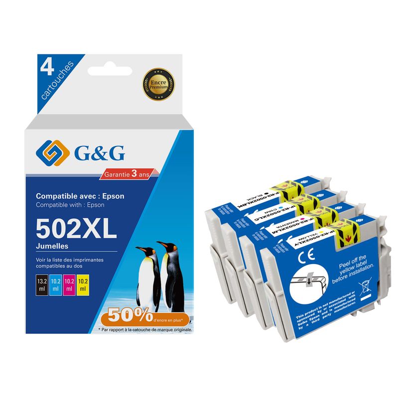 6941881289525-Cartouche compatible Epson 502XL Jumelles - Pack de 4 - noir, cyan, magenta, jaune - G&G-P_405242956_1-0