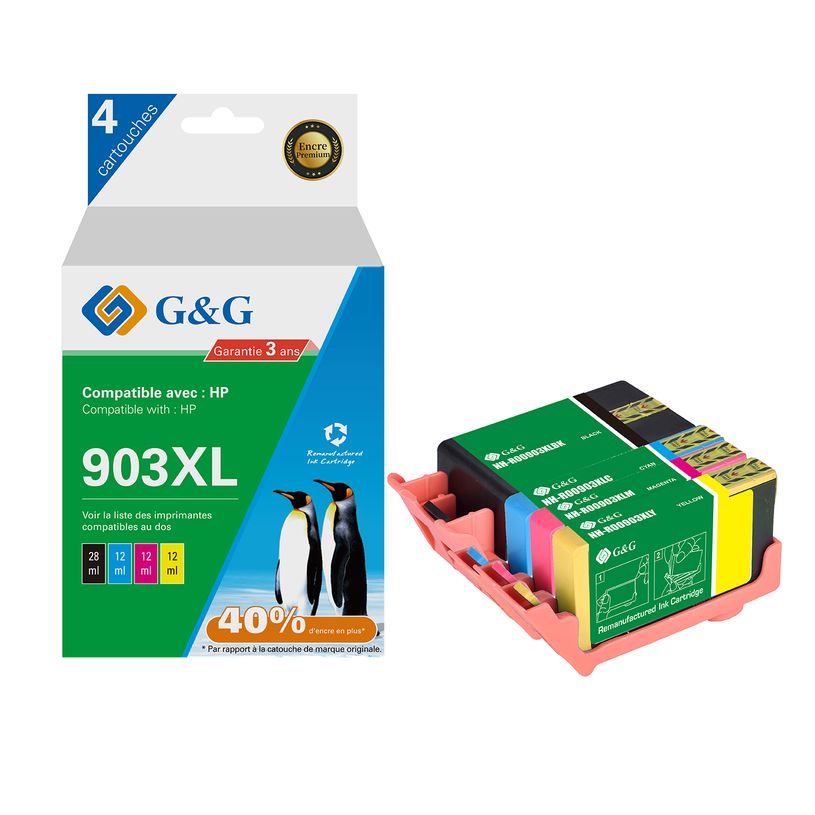 6941881289709-Cartouche compatible HP 903XL - Pack de 2 - noir, cyan, magenta, jaune - G&G-P_405242961_1-0