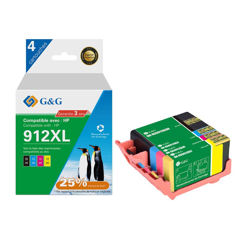 6937173407852-Cartouche compatible HP 912XL - Pack de 2 - noir, cyan, magenta, jaune - G&G-P_405242962_1-0