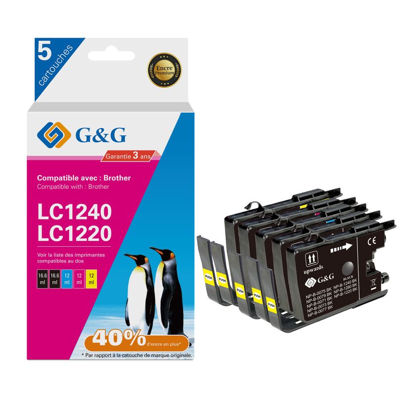6941881289372-Cartouche compatible Brother LC1240 - Pack de 4 - noir, cyan, magenta, jaune - G&G-P_405242971_1-0