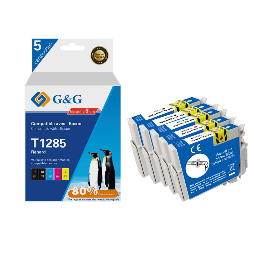6941881289075-Cartouche compatible Epson T1285 Renard - Pack de 4 - noir, cyan, magenta, jaune - G&G-P_405242979_1-0