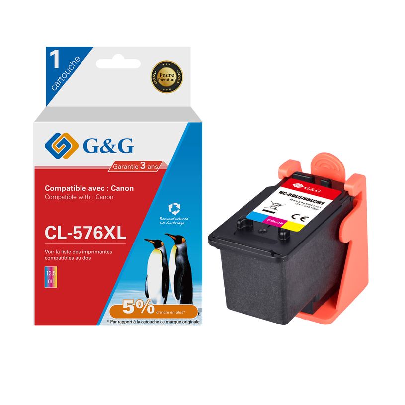 6942383148068-Cartouche remanufacturée Canon CL-576XL - noir, cyan, magenta, jaune - G&G-P_405242988_1-0