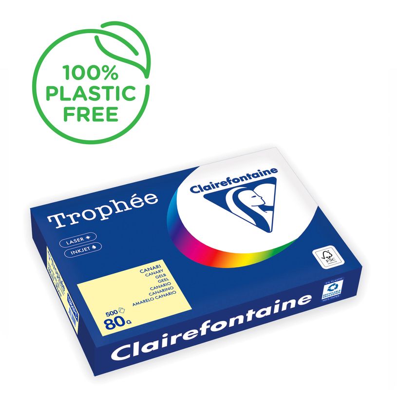 3329680004199-Clairefontaine Trophée - Papier couleur - A3 (297 x 420 mm) - 80 g/m² - 500 feuilles - jaune citron--0