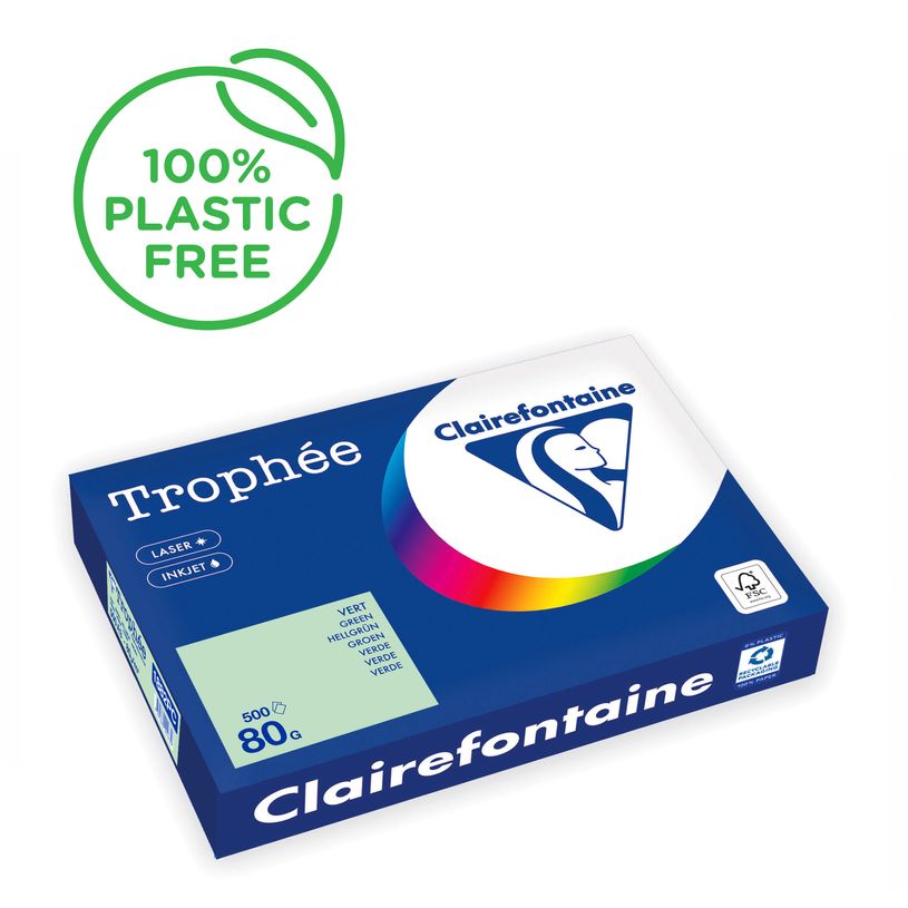 3329680004830-Clairefontaine Trophée - Papier couleur - A3 (297 x 420 mm) - 80 g/m² - 500 feuilles - vert--0