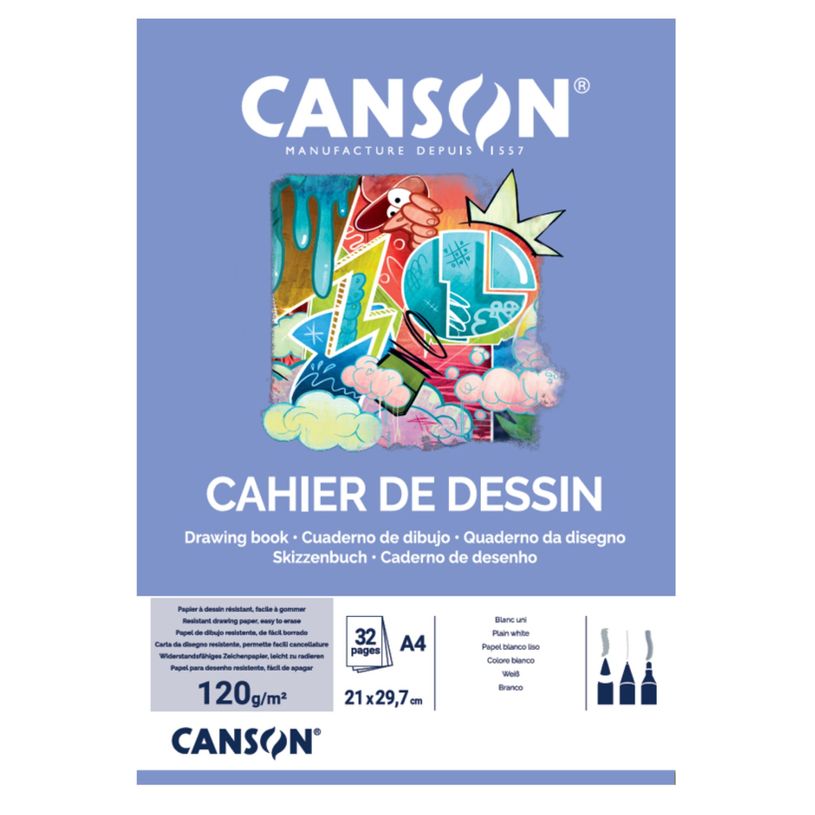 3148950136251-CANSON Cahier a dessin A4 Couverture Carte 32 pages 120g/m²--0