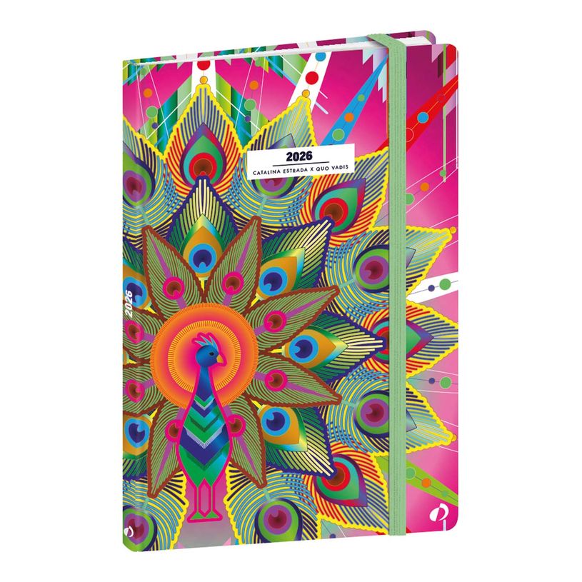 3371010526116-Agenda Année Civile - MINISTRE FR - Couverture Catalina Estrada avec élastique - Paon  - 16x24 cm  Semainier - 13 mois de décembre à déc--0