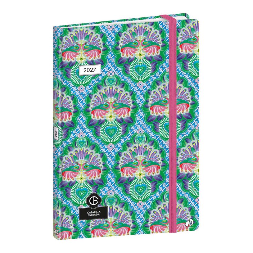 3371010526116-Quo Vadis - Agenda - Ministre - Semainier Planning - Français - Catalina Estrada - Paon - 14 mois de décembre à janvier - 16x24 cm - Papier Clairefontaine blanc - Fabri--0