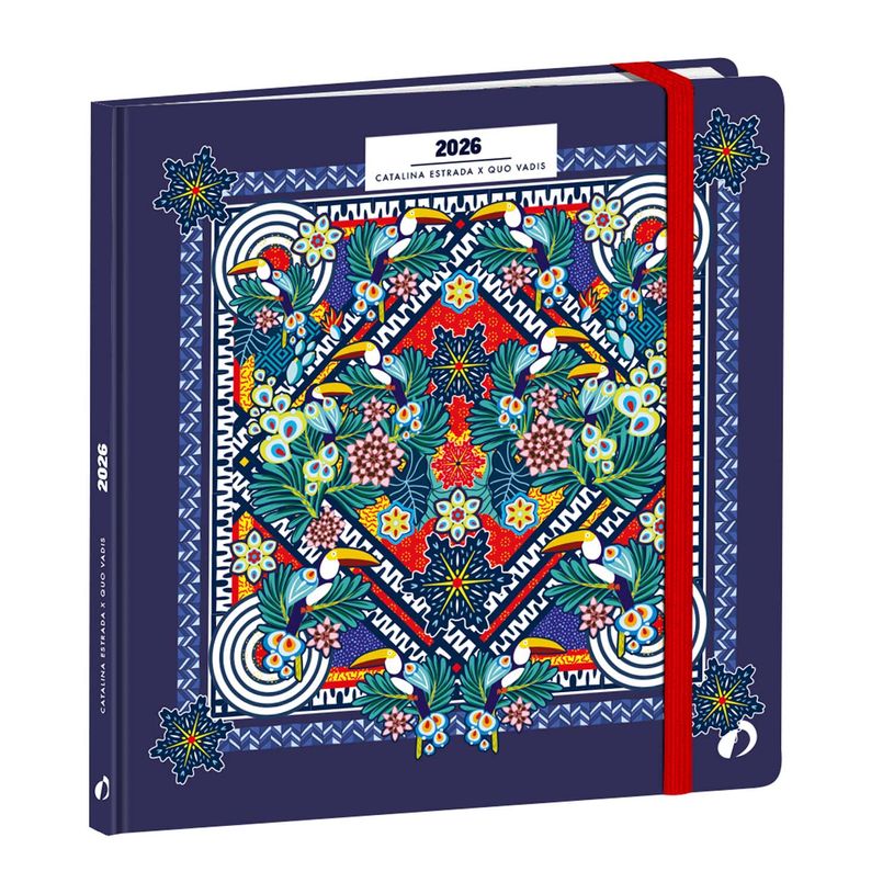 3371010526055-Agenda Année Civile - EXECUTIF FR - Couverture Catalina Estrada avec élastique - Toucan - 16x16 cm - Semainier - 13 mois de décembre à déc--0