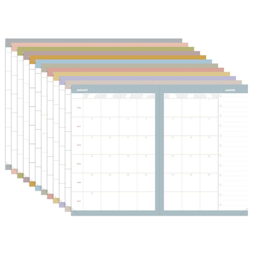 3371010535699-Quo Vadis - Agenda - Affaires Color - Semainier Planning - Multilingue - Pastel - Rose clair - 13 mois de décembre à décembre - 10x15 cm - Papier Clairefontaine blanc - Fabri--3